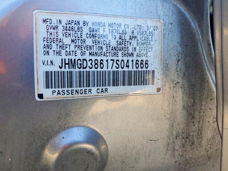 2007 Honda Fit მანქანა იყიდება აუქციონზე, vin: JHMGD38617S041666, აუქციონის ნომერი: 50081626