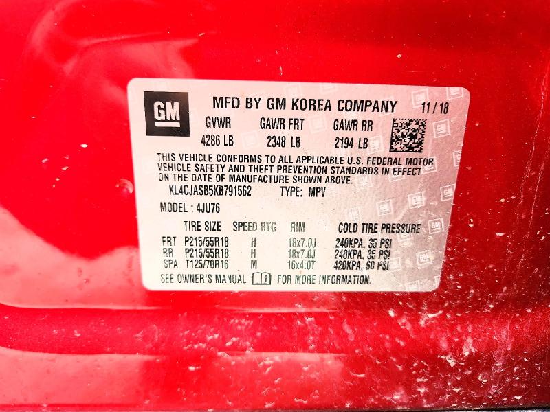 Aukcja sprzedaży 2019 Buick Encore, vin: KL4CJASB5KB791562, numer aukcji: 48953456
