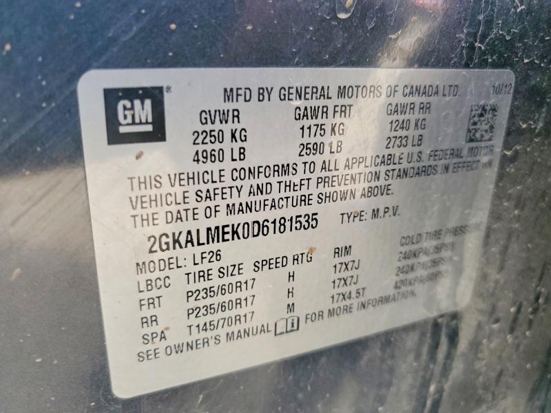 2013 Gmc Terrain მანქანა იყიდება აუქციონზე, vin: 2GKALMEK0D6181535, აუქციონის ნომერი: 49341986