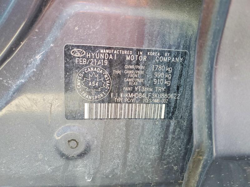 48319406 :رقم المزاد ، KMHD84LF3KU880622 vin ، 2019 Hyundai Elantra مزاد بيع