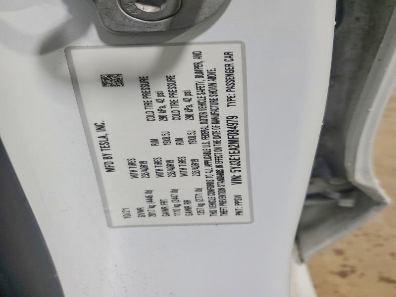 2021 Tesla Model 3 მანქანა იყიდება აუქციონზე, vin: 5YJ3E1EA2MF084979, აუქციონის ნომერი: 51452076