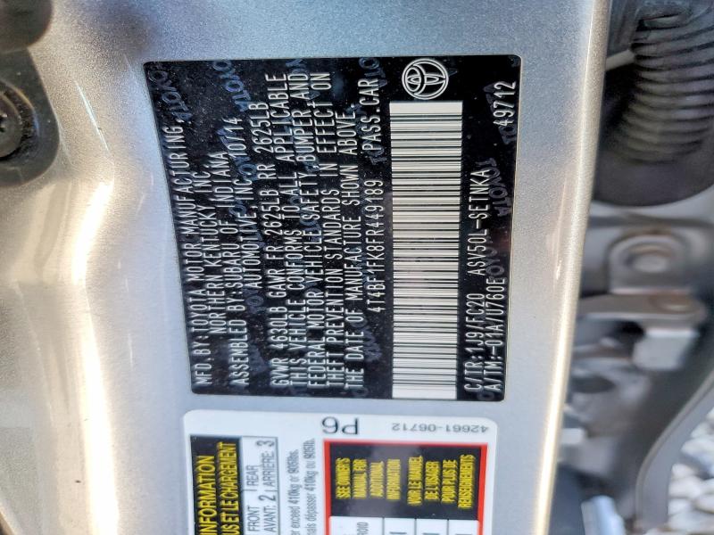 2015 Toyota Carmy მანქანა იყიდება აუქციონზე, vin: 4T4BF1FK8FR449189, აუქციონის ნომერი: 48945336
