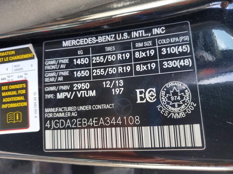 Продажа на аукционе авто 2014 Mercedes-benz Ml, vin: 4JGDA2EB4EA344108, номер лота: 48636696