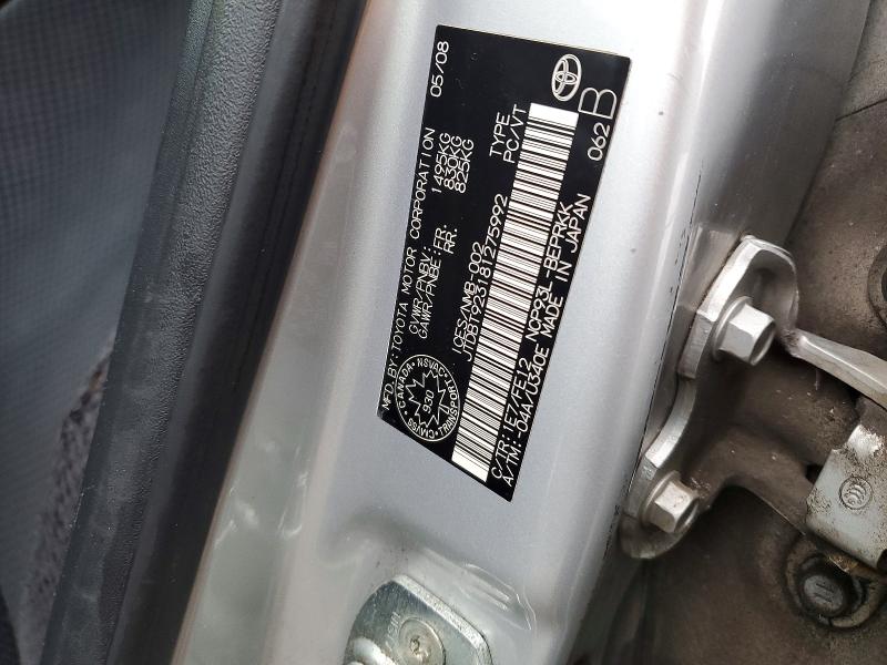 48282836 :رقم المزاد ، JTDBT923181275992 vin ، 2008 Toyota Yaris مزاد بيع