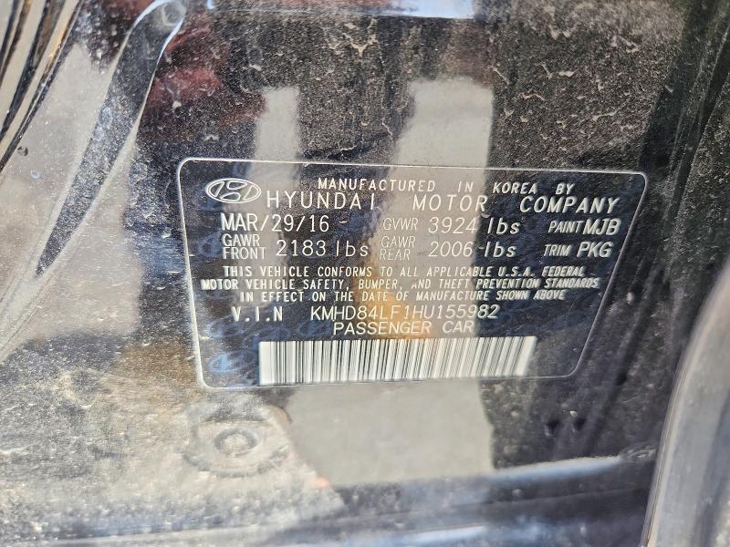 50324936 :رقم المزاد ، KMHD84LF1HU155982 vin ، 2017 Hyundai Elantra مزاد بيع