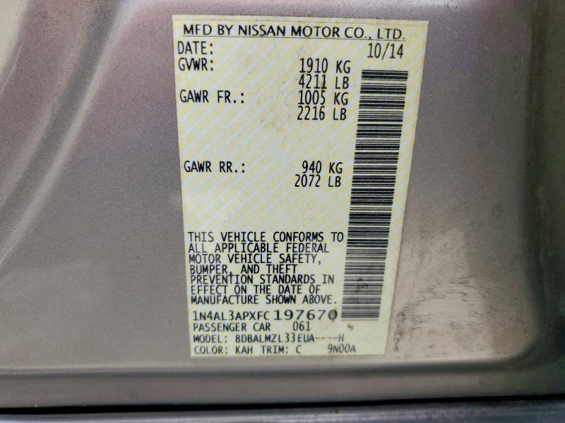 Продажа на аукционе авто 2015 Nissan Altima, vin: 1N4AL3APXFC197670, номер лота: 51382036