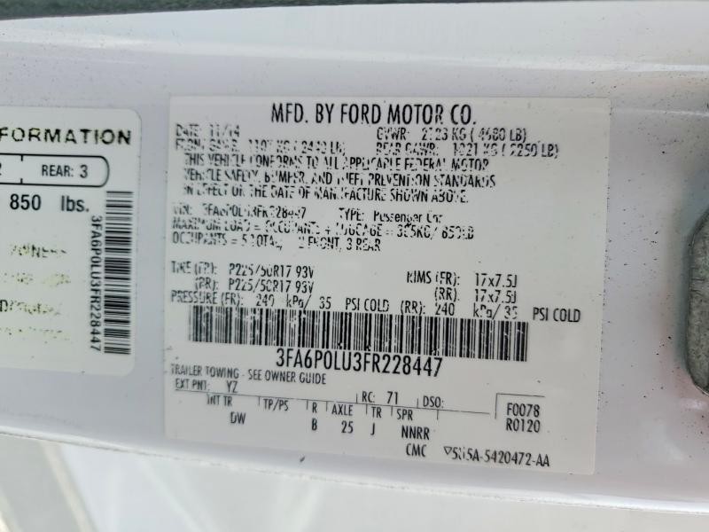 2015 Ford Fusion მანქანა იყიდება აუქციონზე, vin: 3FA6P0LU3FR228447, აუქციონის ნომერი: 49494906
