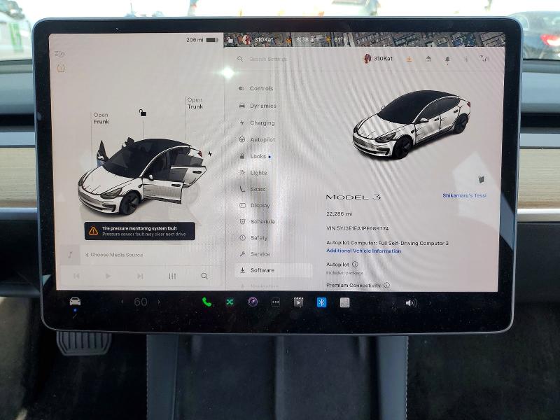 2023 Tesla Model 3 მანქანა იყიდება აუქციონზე, vin: 5YJ3E1EA1PF689774, აუქციონის ნომერი: 51008966
