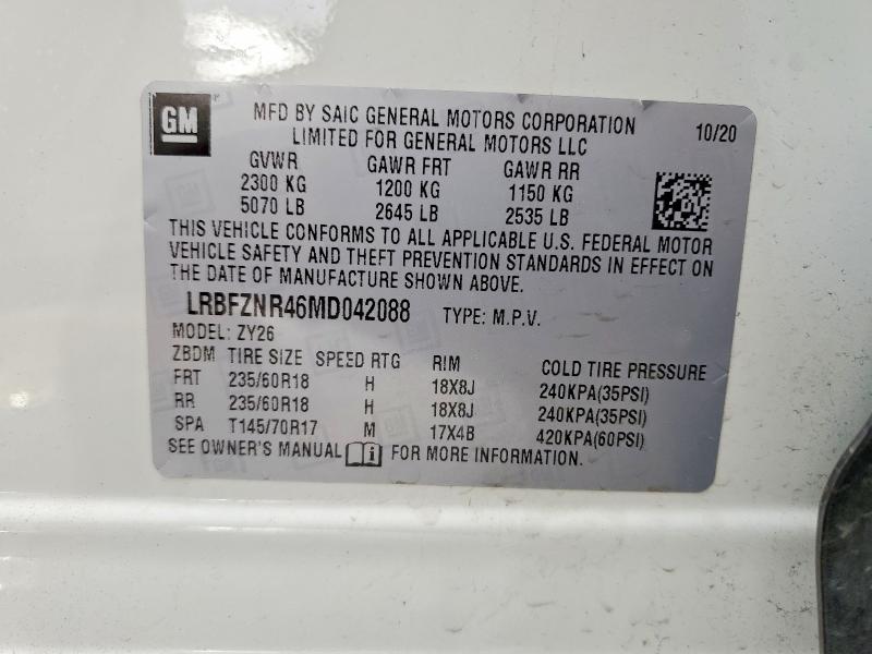 Aukcja sprzedaży 2021 Buick Envision, vin: LRBFZNR46MD042088, numer aukcji: 48398726