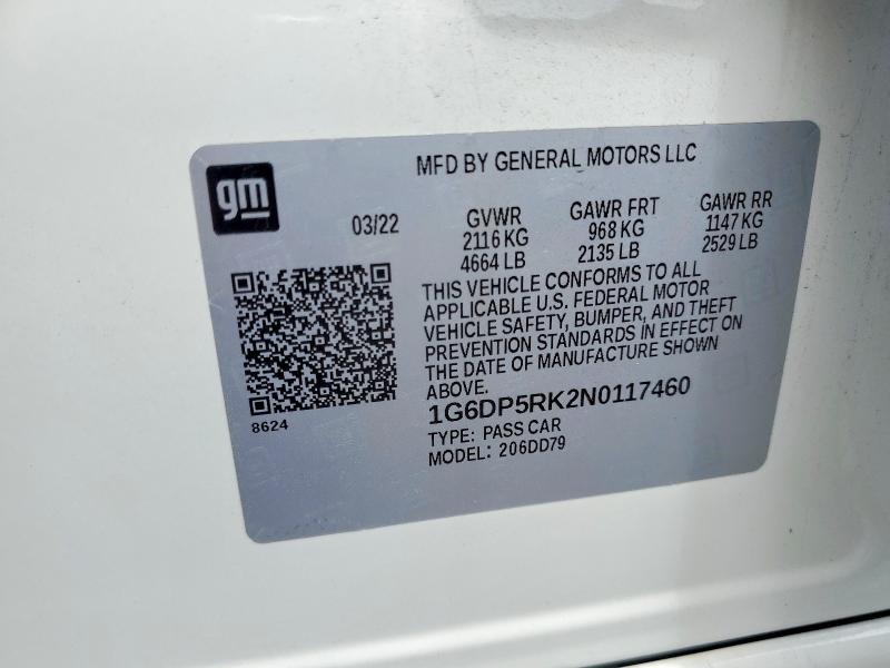49572416 :رقم المزاد ، 1G6DP5RK2N0117460 vin ، 2022 Cadillac Ct5 مزاد بيع