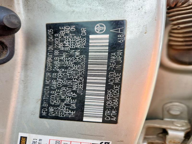 50217216 :رقم المزاد ، JTDBE32K753026028 vin ، 2005 Toyota Camry مزاد بيع