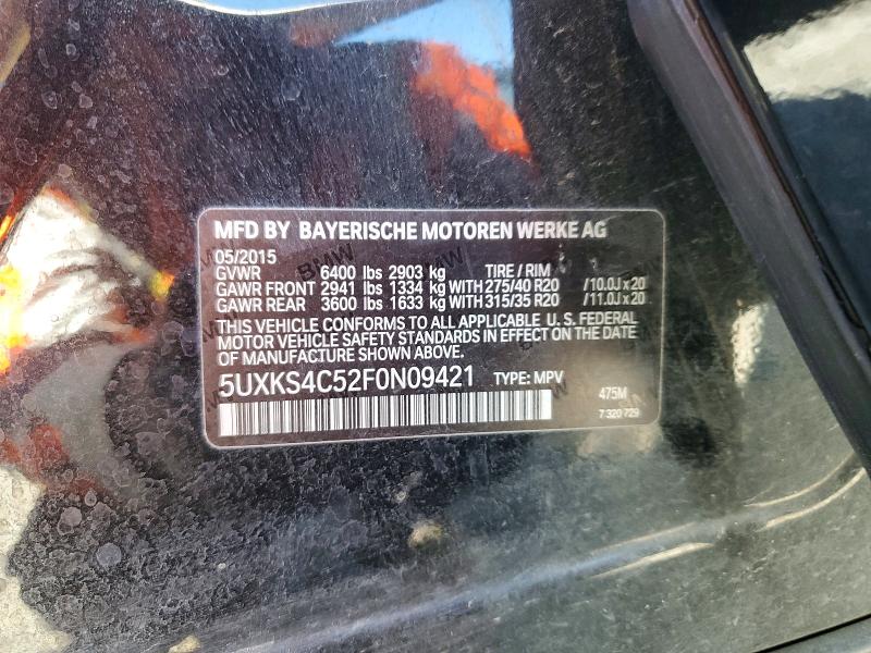 48806856 :رقم المزاد ، 5UXKS4C52F0N09421 vin ، 2015 Bmw X5 مزاد بيع