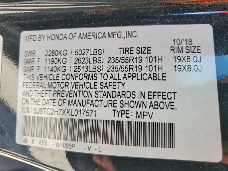 Продаж на аукціоні авто 2019 Acura Rdx, vin: 5J8TC2H7XKL017571, номер лоту: 50762666
