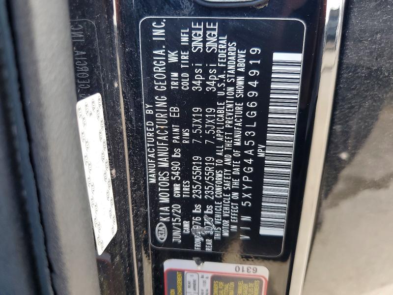 Aukcja sprzedaży 2020 Kia Sorento, vin: 5XYPG4A53LG694919, numer aukcji: 51045946