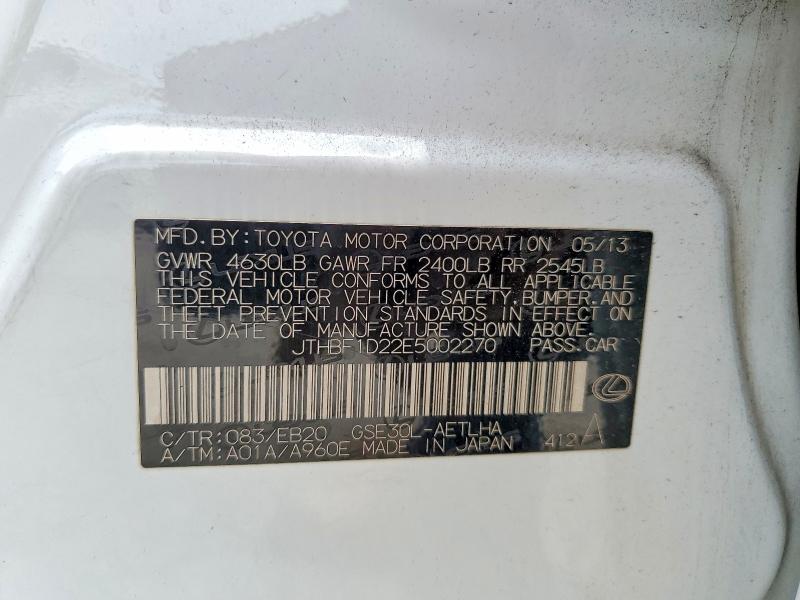 Продаж на аукціоні авто 2014 Lexus Is, vin: JTHBF1D22E5002270, номер лоту: 49465956