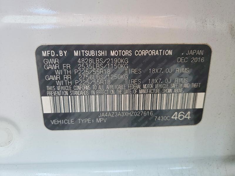 Продажа на аукционе авто 2017 Mitsubishi Outlander, vin: JA4AZ3A3XHZ027616, номер лота: 50803866