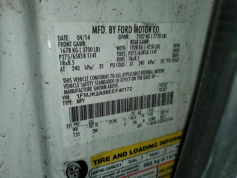 2014 Ford Expedition მანქანა იყიდება აუქციონზე, vin: 1FMJK2A56EEF40172, აუქციონის ნომერი: 51702416