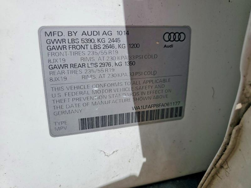 Aukcja sprzedaży 2015 Audi Q5, vin: WA1LFAFP8FA061177, numer aukcji: 47909656