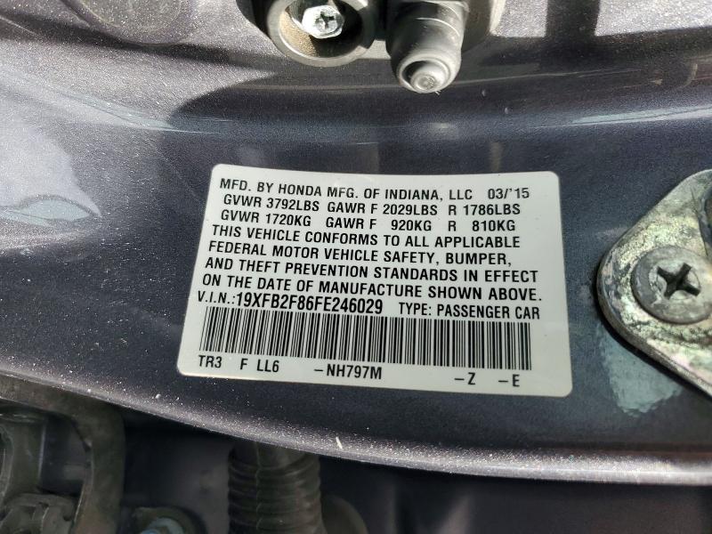 Продажа на аукционе авто 2015 Honda Civic, vin: 19XFB2F86FE246029, номер лота: 51293596