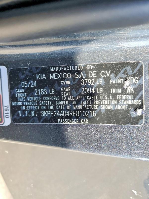 Aukcja sprzedaży 2024 Kia Forte, vin: 3KPF24AD4RE810216, numer aukcji: 49398646