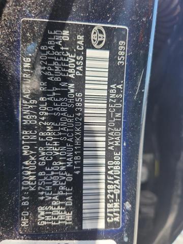 Aukcja sprzedaży 2019 Toyota Camry, vin: 4T1B11HKXKU243856, numer aukcji: 50218986