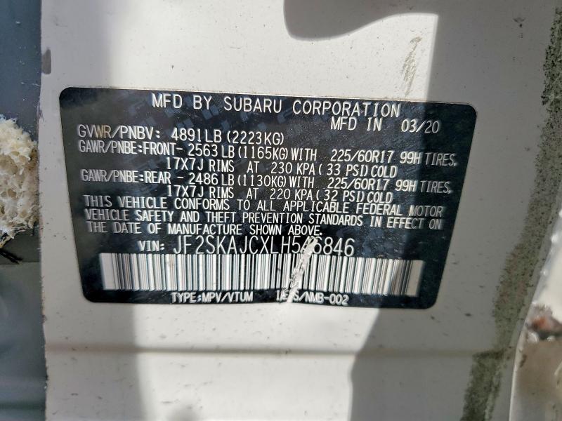 Aukcja sprzedaży 2020 Subaru Forester, vin: JF2SKAJCXLH546846, numer aukcji: 49663296