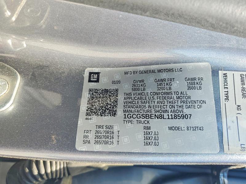 50148726 :رقم المزاد ، 1GCGSBEN8L1185907 vin ، 2020 Chevrolet Colorado مزاد بيع