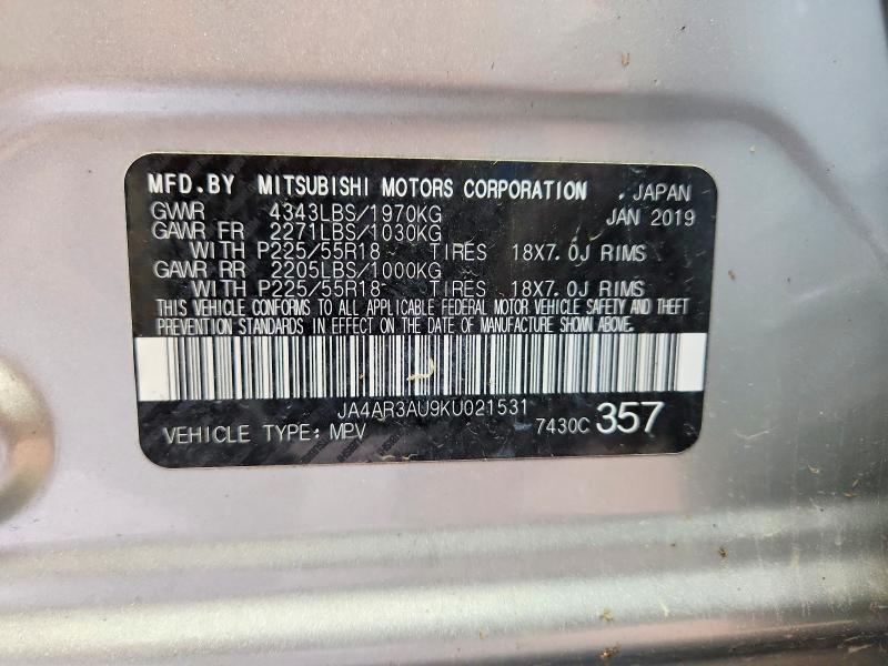 Продаж на аукціоні авто 2019 Mitsubishi Outlander Sport, vin: JA4AR3AU9KU021531, номер лоту: 50481686