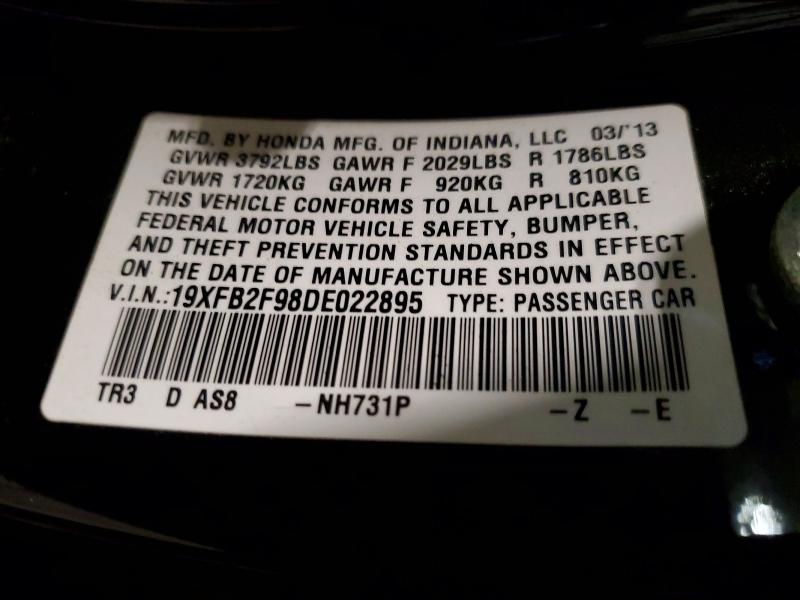 2013 Honda Civic მანქანა იყიდება აუქციონზე, vin: 19XFB2F98DE022895, აუქციონის ნომერი: 50127336