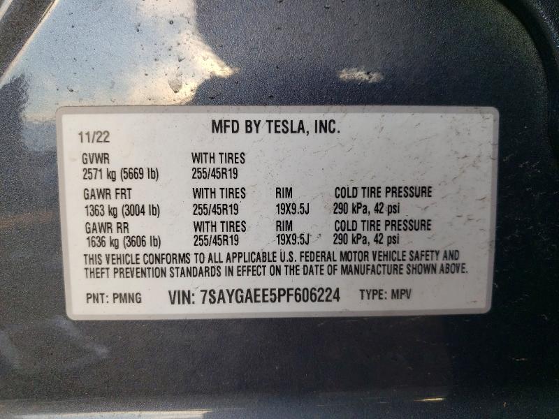 49965236 :رقم المزاد ، 7SAYGAEE5PF606224 vin ، 2023 Tesla Model Y مزاد بيع