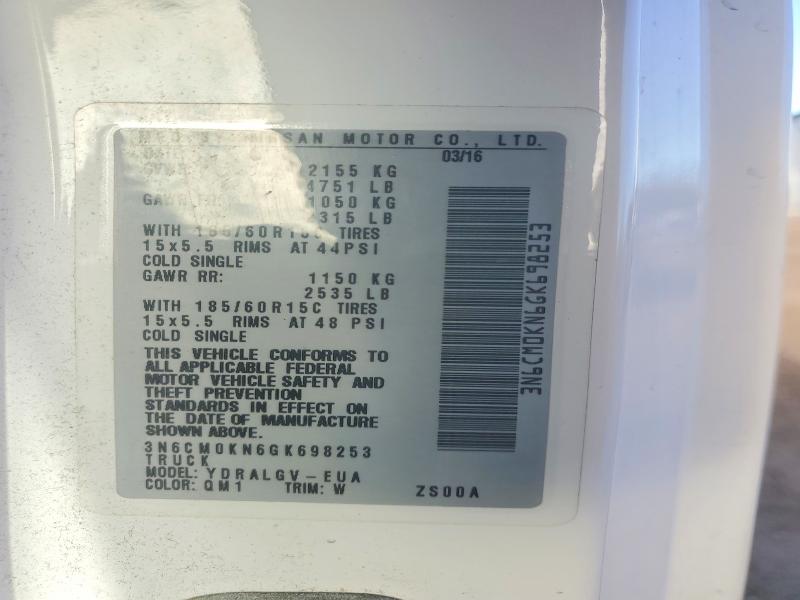 2016 Nissan Nv200 მანქანა იყიდება აუქციონზე, vin: 3N6CM0KN6GK698253, აუქციონის ნომერი: 51654106