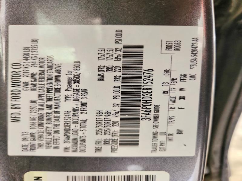 Продаж на аукціоні авто 2014 Ford Fusion, vin: 3FA6P0HD3ER152476, номер лоту: 51709716