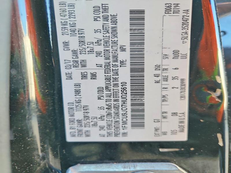 2017 Ford Escape მანქანა იყიდება აუქციონზე, vin: 1FMCU9JD7HUD25610, აუქციონის ნომერი: 50313866