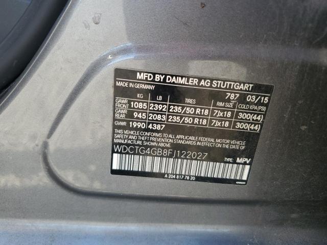 Aukcja sprzedaży 2015 Mercedes-benz Gla, vin: WDCTG4GB8FJ122027, numer aukcji: 50503286
