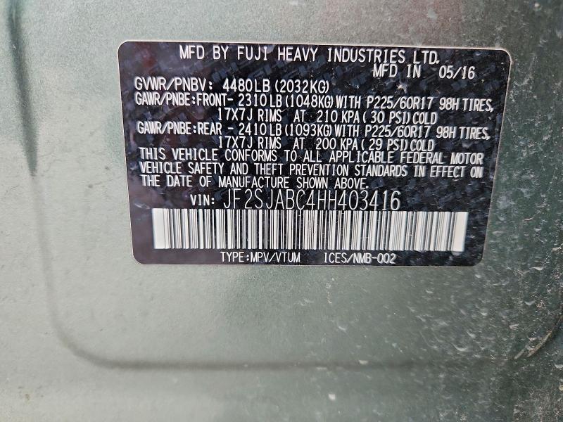 51714296 :رقم المزاد ، JF2SJABC4HH403416 vin ، 2017 Subaru Forester مزاد بيع
