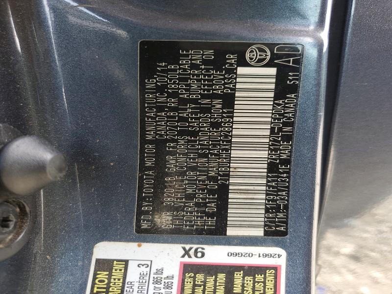 49129016 :رقم المزاد ، 2T1BURHEXFC286911 vin ، 2015 Toyota Corolla مزاد بيع