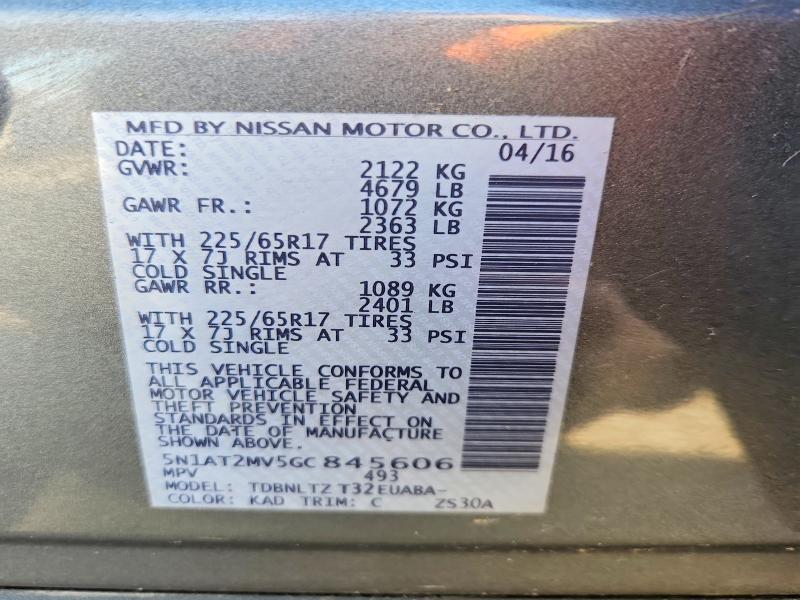 Продаж на аукціоні авто 2016 Nissan Rogue, vin: 5N1AT2MV5GC845606, номер лоту: 49323206
