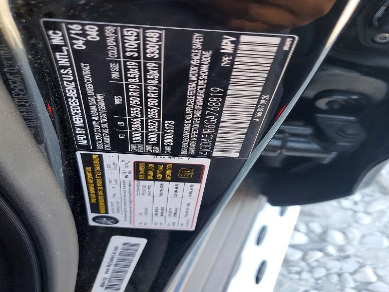 2016 Mercedes-benz Gle მანქანა იყიდება აუქციონზე, vin: 4JGDA5JB6GA768819, აუქციონის ნომერი: 50727246