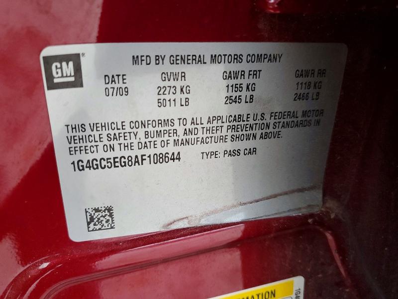 Продаж на аукціоні авто 2010 Buick Lacrosse, vin: 1G4GC5EG8AF108644, номер лоту: 48762956