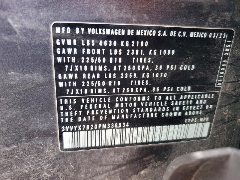 Продажа на аукционе авто 2023 Volkswagen Taos, vin: 3VVYX7B20PM338934, номер лота: 50409616