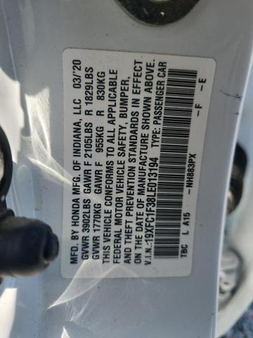 Продажа на аукционе авто 2020 Honda Civic, vin: 19XFC1F38LE013194, номер лота: 51484236