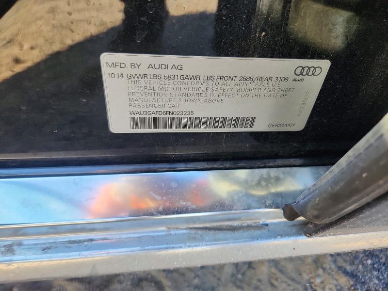 50709556 :رقم المزاد ، WAU3GAFD6FN023235 vin ، 2015 Audi A8 مزاد بيع