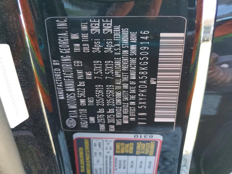 Aukcja sprzedaży 2019 Kia Sorento, vin: 5XYPKDA58KG509146, numer aukcji: 50356996