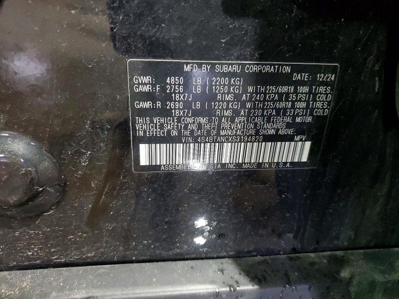 Продаж на аукціоні авто 2025 Subaru Outback, vin: 4S4BTANCXS3194820, номер лоту: 51473746