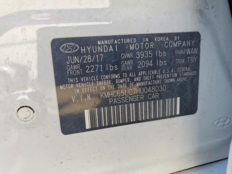 Aukcja sprzedaży 2017 Hyundai Ioniq, vin: KMHC65LC7HU048030, numer aukcji: 51310656