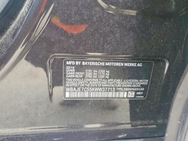 Aukcja sprzedaży 2019 Bmw 540, vin: WBAJE7C55KWW37713, numer aukcji: 51598846