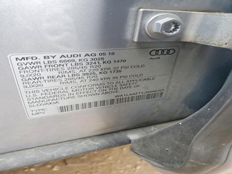 49382426 :رقم المزاد ، WA1LAAF71JD046753 vin ، 2018 Audi Q7 مزاد بيع