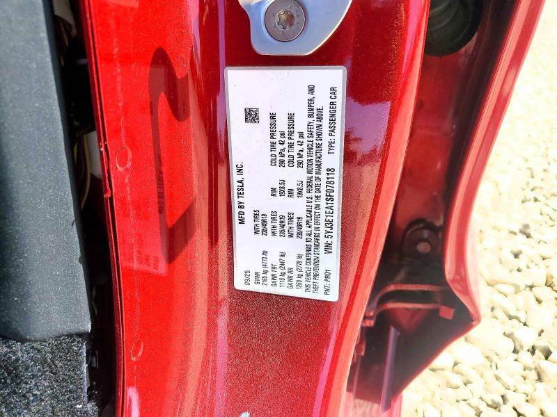 Aukcja sprzedaży 2025 Tesla Model 3, vin: 5YJ3E1EA1SF078118, numer aukcji: 50441716