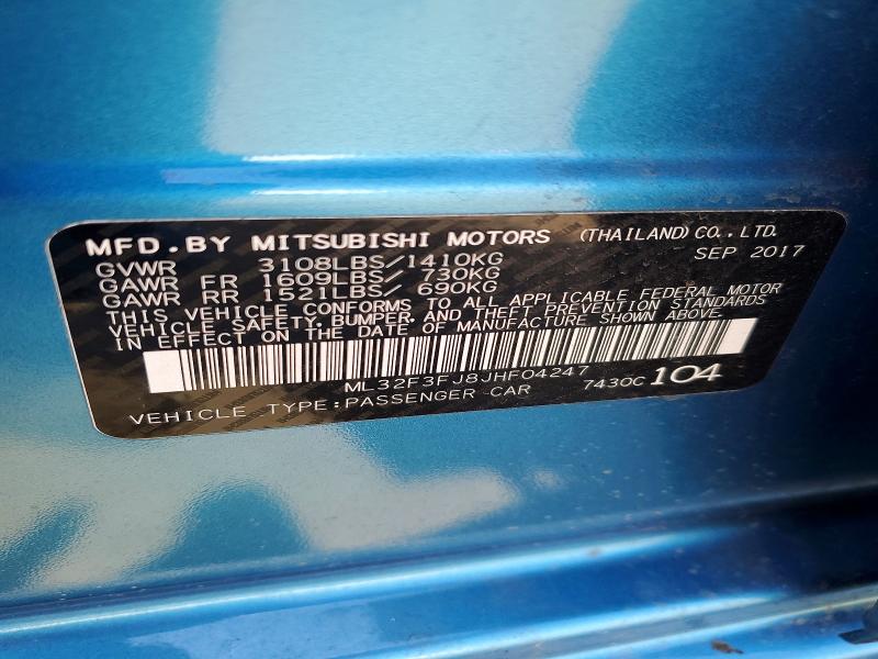 Продаж на аукціоні авто 2018 Mitsubishi Mirage, vin: ML32F3FJ8JHF04247, номер лоту: 49571496