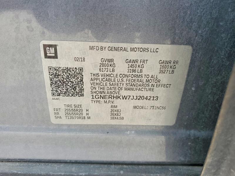 Продажа на аукционе авто 2018 Chevrolet Traverse, vin: 1GNERHKW7JJ204213, номер лота: 50165876